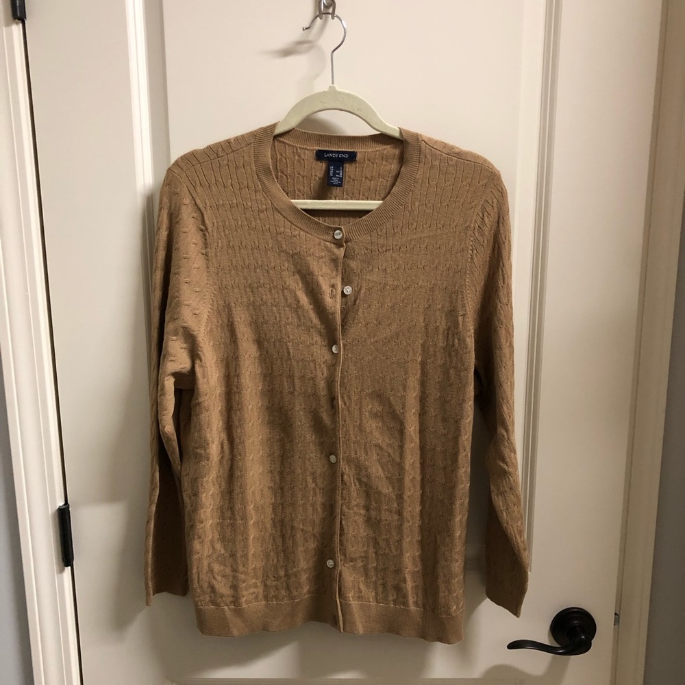 Land’s End Camel Cardigan